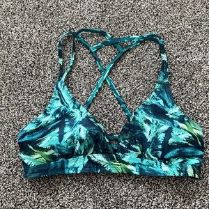 Athleta Green & Black Palm Bikini Top